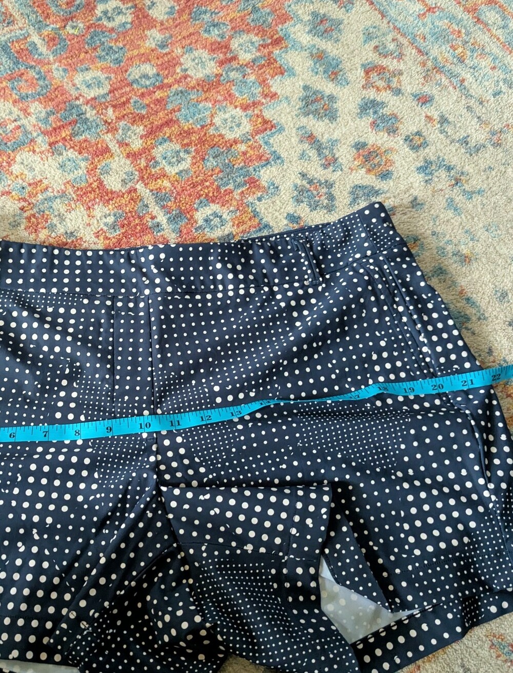 Spanx Women's XL Sunshine Shorts 4" Dot Patchwork Print Midnight Navy - Picture 8 of 10